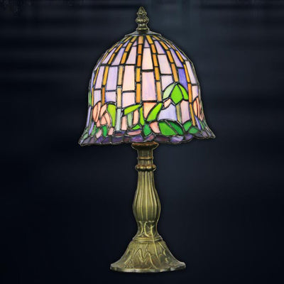 Traditional Tiffany Stained Glass Flower 1-Light Table Lamp For Bedroom