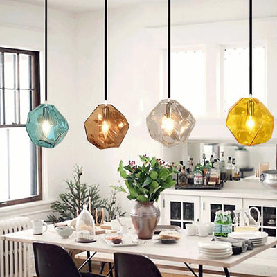 Modern Simplicity Irregular Shape Glass 1-Light Pendant Light For Living Room