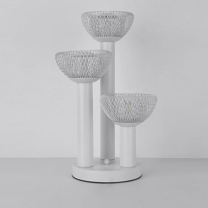 Lámpara de Mesa de 3 Luces con Base de Hardware Semicircular Geométrica de Malla de Hierro Ecléctica Moderna para Oficina en Casa 
