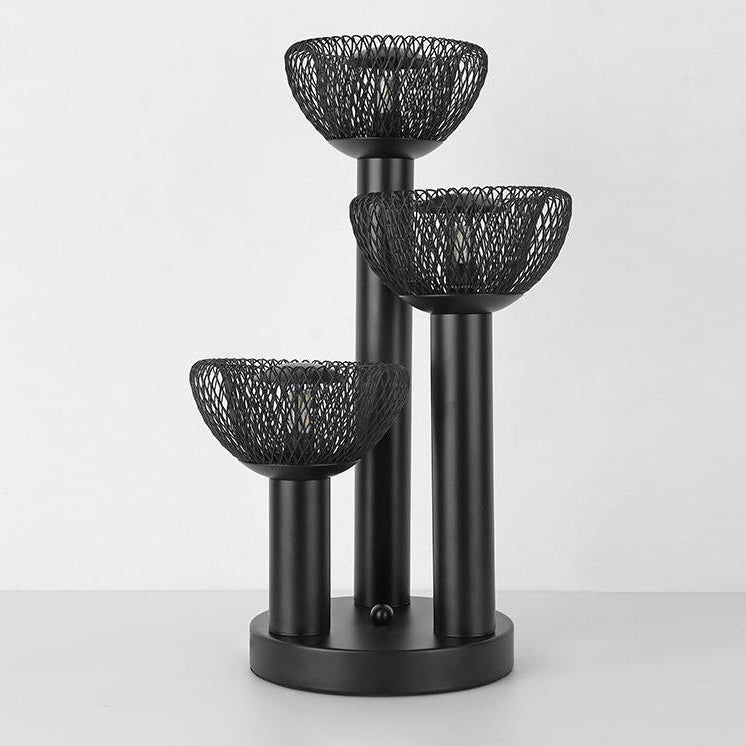 Lámpara de Mesa de 3 Luces con Base de Hardware Semicircular Geométrica de Malla de Hierro Ecléctica Moderna para Oficina en Casa 