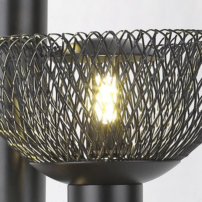 Modern Eclectic Iron Mesh Geometric Semi-Circular Hardware Base 3-Light Table Lamp For Home Office