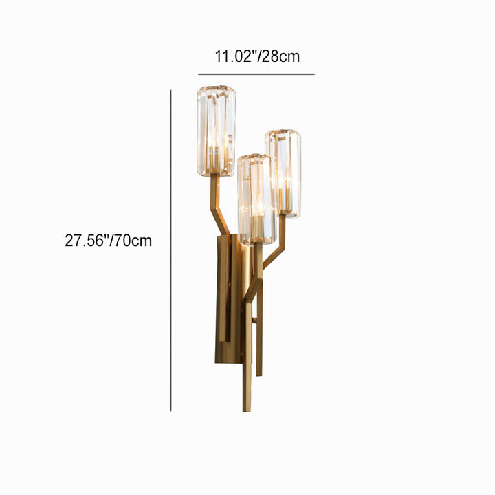 Moderne Luxus Zylinder Hardware Kristall 3-Licht Wandleuchte für Wohnzimmer 