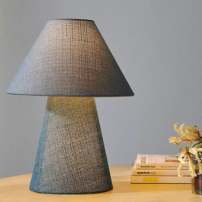 Contemporary Boho Round Trapezoid Fabric 1-Light Table Lamp For Bedroom