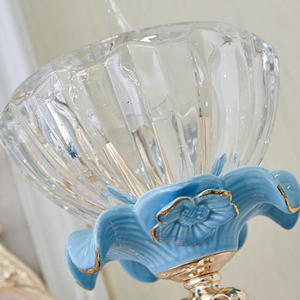 Aplique de pared de cristal de aleación de zinc con pétalos de flores tradicionales europeas 1/2 para sala de estar 