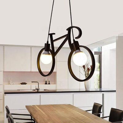 Contemporary Creative Bicycle Iron 2-Light Chandelier For Living Room