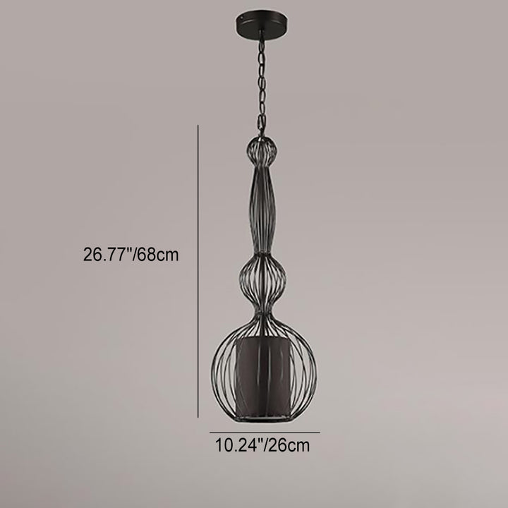 Zeitgenössische industrielle Käfig Eisen Stoff 1-Licht Pendelleuchte für Wohnzimmer 