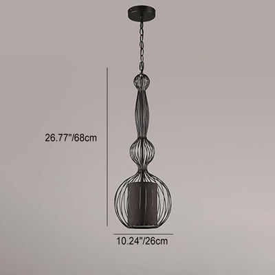 Contemporary Industrial Cage Iron Fabric 1-Light Pendant Light For Living Room