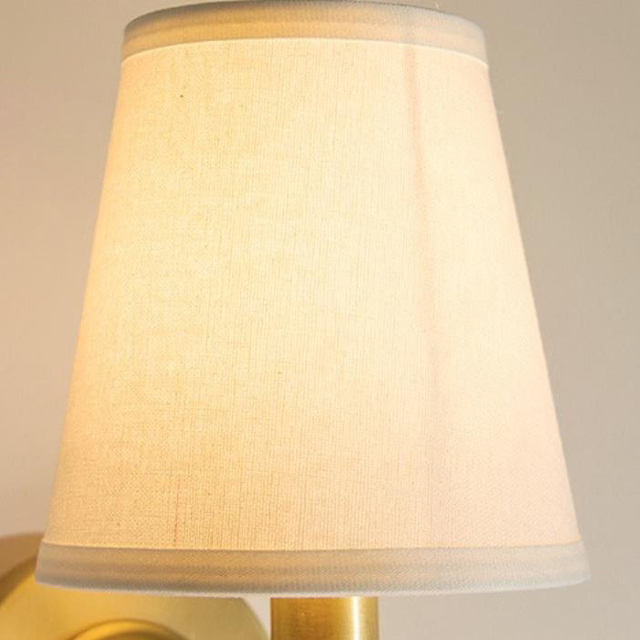 Contemporary Scandinavian Bent Brass Fabric 1-Light Wall Sconce Lamp For Living Room