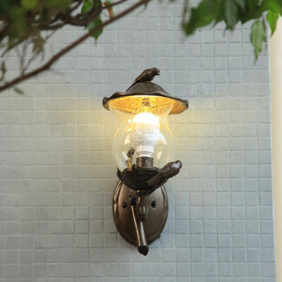 Lampe murale à une lumière en verre d'aluminium pour oiseaux en gourde traditionnelle européenne pour patio extérieur 