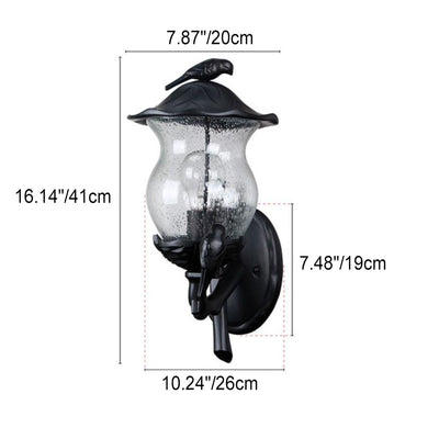 Lampe murale à une lumière en verre d'aluminium pour oiseaux en gourde traditionnelle européenne pour patio extérieur 