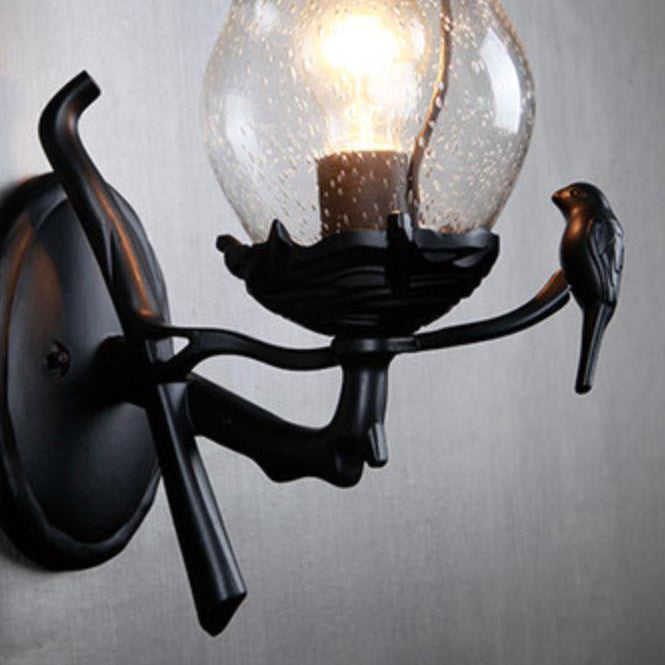 Traditionelle europäische Kürbisvogel-Aluminiumglas-Wandleuchte mit 1 Licht für die Außenterrasse 