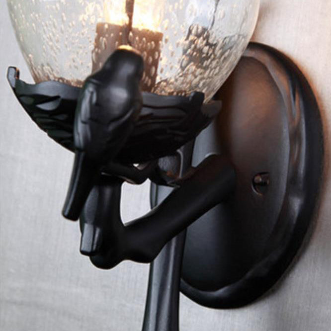 Traditionelle europäische Kürbisvogel-Aluminiumglas-Wandleuchte mit 1 Licht für die Außenterrasse 