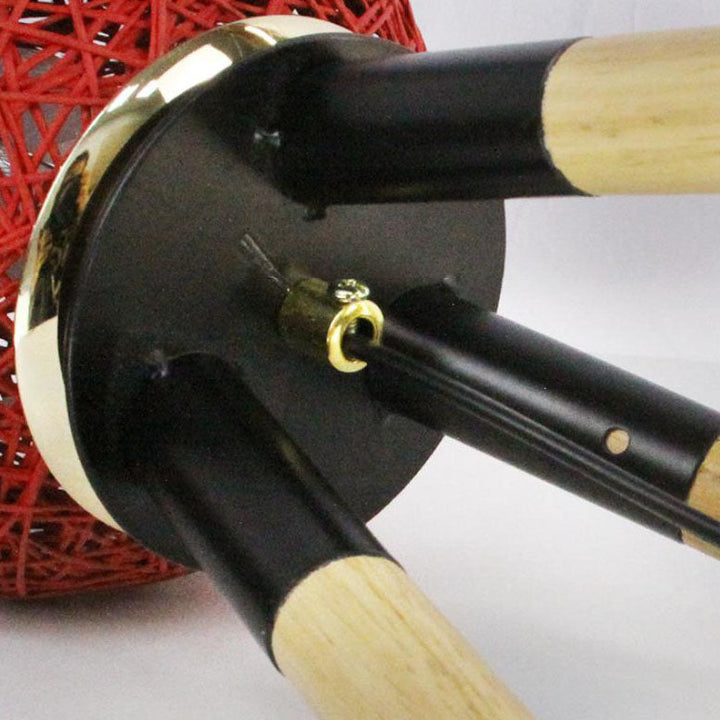 Contemporary Nordic Faux Rattan Ball Wood Metal Tripod 1-Light Table Lamp For Bedroom