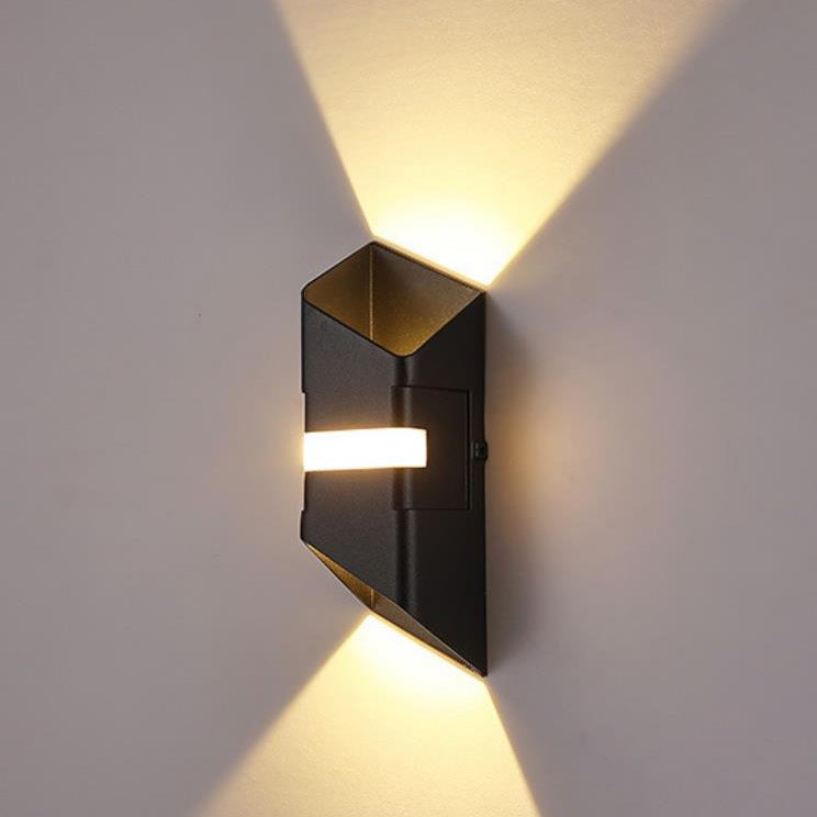 Lámpara de Aplique de Pared LED Impermeable de Haz Arriba y Abajo Cuadrado Industrial Contemporáneo para Patio Exterior 