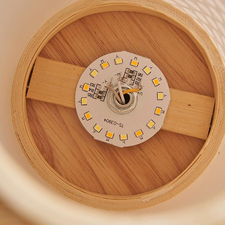 Zeitgenössische Boho Bambus Weben Handheld Zylinder LED Touch Dimmbare Tisch Lampe Für Schlafzimmer 
