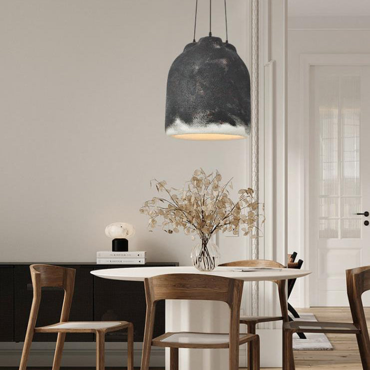 Contemporary Industrial Resin Cylinder Jar Handmade 3- Light Pendant Light For Dining Room