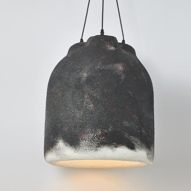 Contemporary Industrial Resin Cylinder Jar Handmade 3- Light Pendant Light For Dining Room