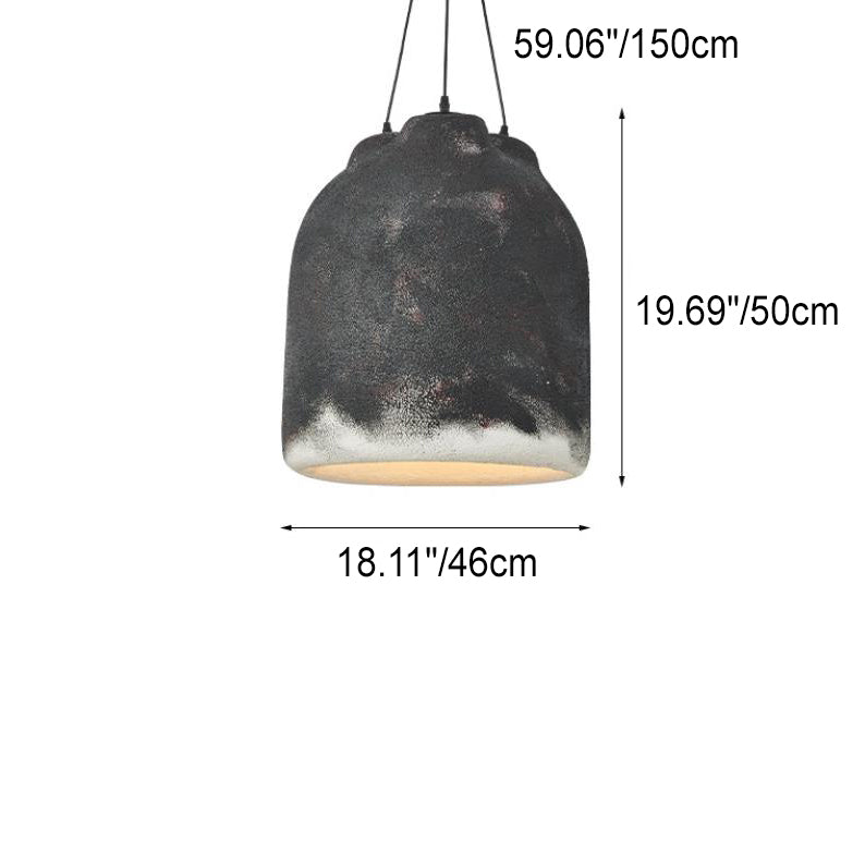 Contemporary Industrial High Density EPS Cylinder Jar Handmade 3- Light Pendant Light For Dining Room
