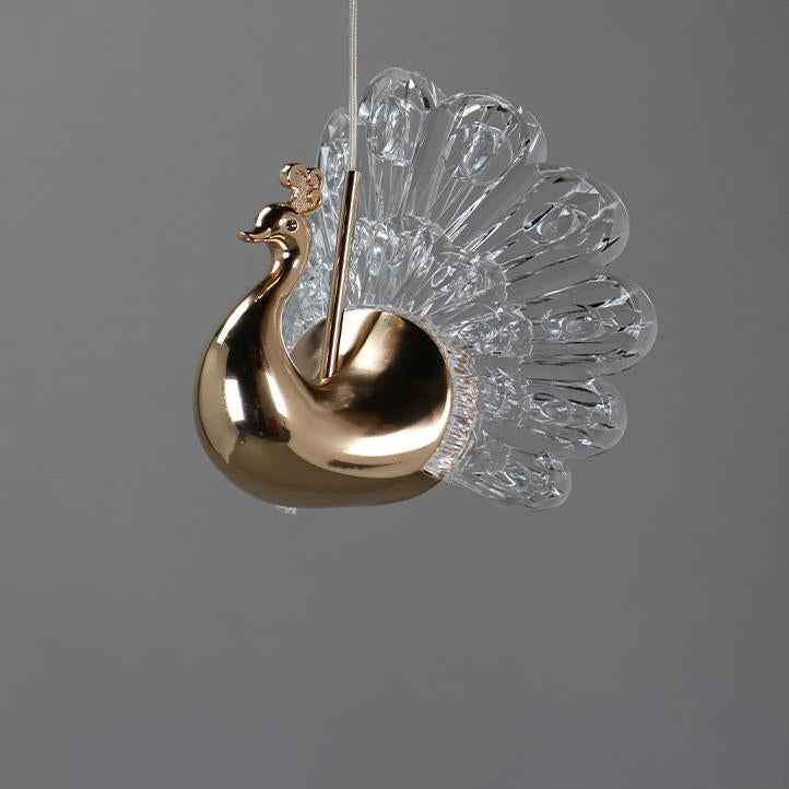 Zeitgenössische kreative Pfau-Form-Hardware-Acryl-LED-Pendelleuchte für Wohnzimmer 
