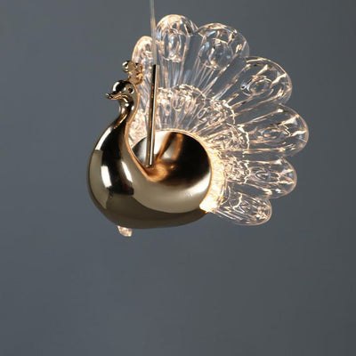 Zeitgenössische kreative Pfau-Form-Hardware-Acryl-LED-Pendelleuchte für Wohnzimmer 