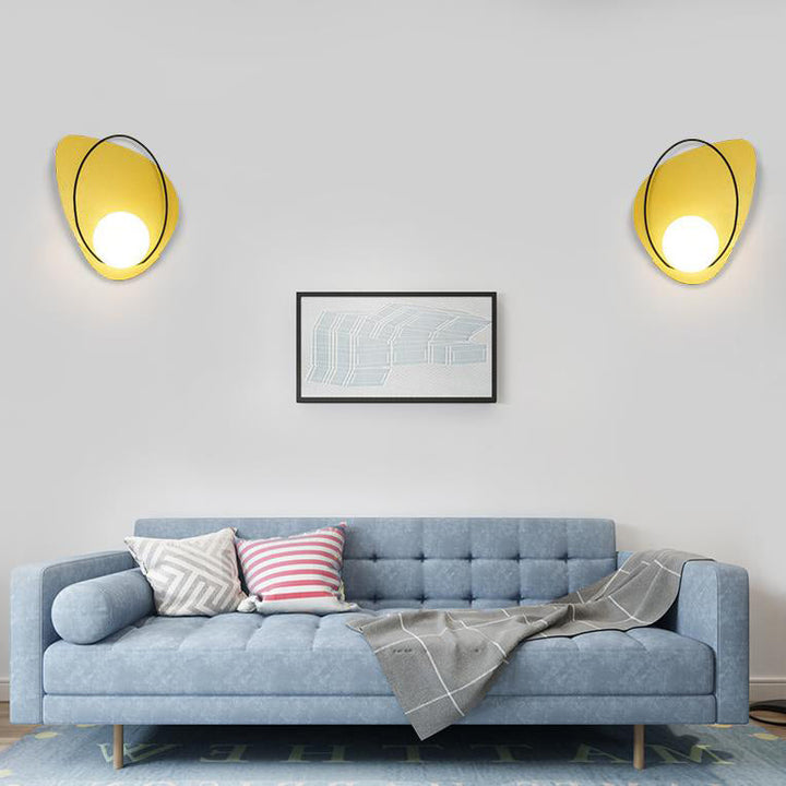 Lámpara de Aplique de Pared de 1 Luz con Pantalla Redonda de Hierro Geométrico Art Deco Moderno para Sala de Estar 