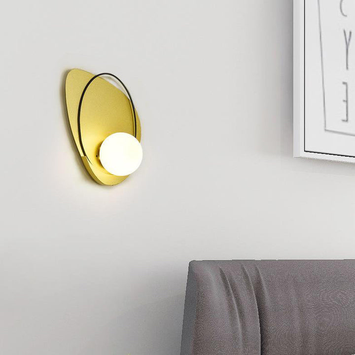 Lámpara de Aplique de Pared de 1 Luz con Pantalla Redonda de Hierro Geométrico Art Deco Moderno para Sala de Estar 