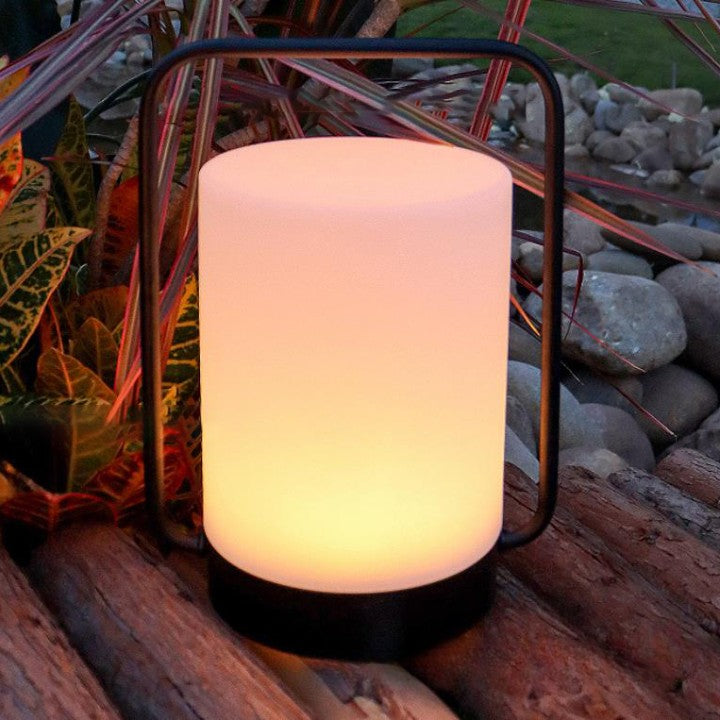Luz de camping al aire libre de acero inoxidable cilíndrico portátil minimalista moderno PE LED para jardín 