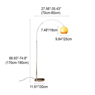 Contemporary Scandinavian Glass Round Shade Fishing Rod Iron 1-Light Standing Floor Lamp For Living Room