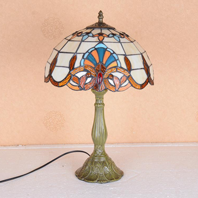 Lampe de table 1 lumière en verre teinté en alliage de style Tiffany traditionnel pour chambre 