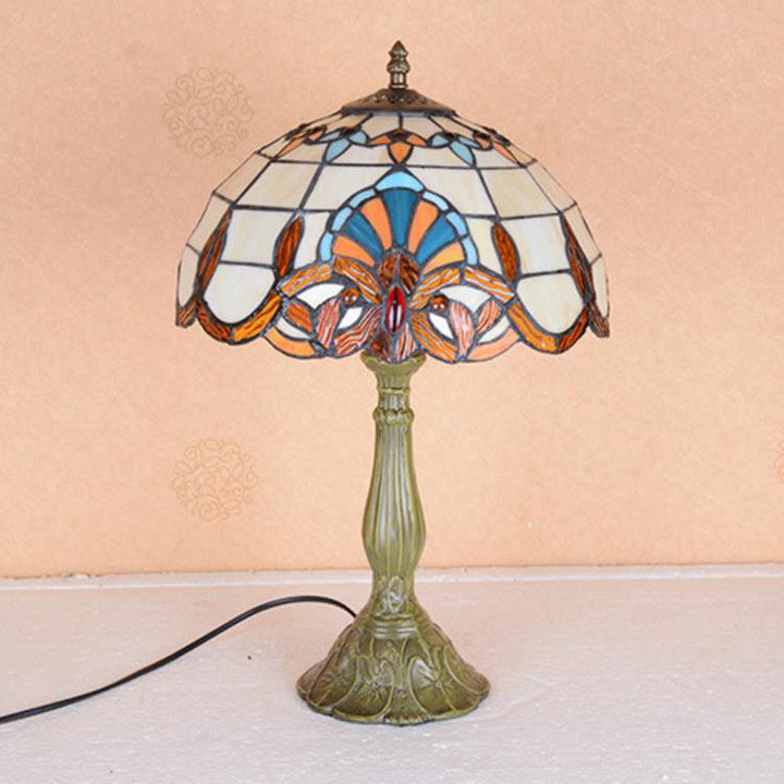 Lampe de table 1 lumière en verre teinté en alliage de style Tiffany traditionnel pour chambre 