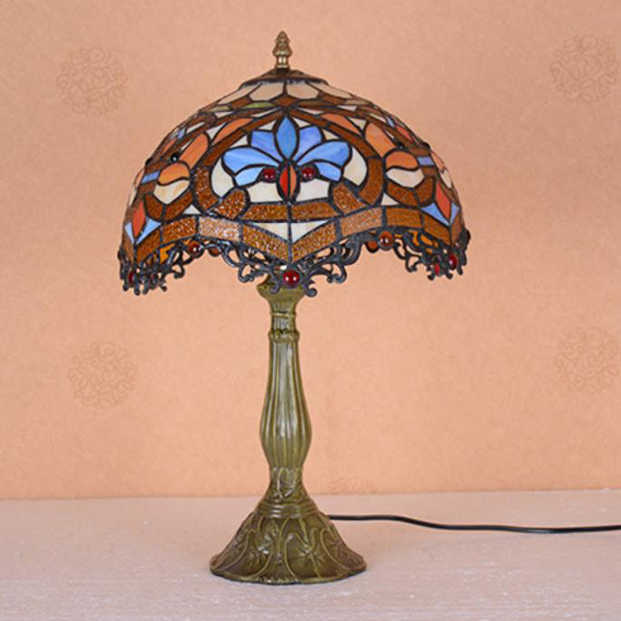 Lampe de table 1 lumière en verre teinté en alliage de style Tiffany traditionnel pour chambre 