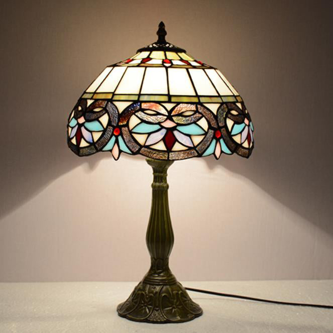 Lampe de table 1 lumière en verre teinté en alliage de style Tiffany traditionnel pour chambre 