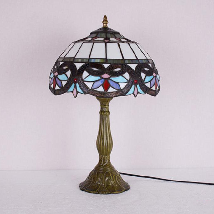 Lampe de table 1 lumière en verre teinté en alliage de style Tiffany traditionnel pour chambre 
