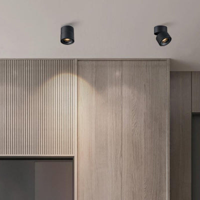 Modern Minimalist Cylinder Adjustable Angle Aluminum LED Flush Mount Ceiling Light For Living Room