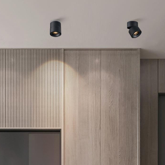 Modern Minimalist Cylinder Adjustable Angle Aluminum LED Flush Mount Ceiling Light For Living Room