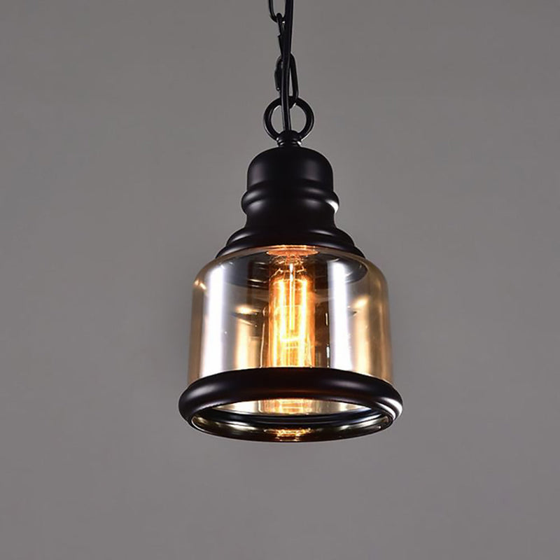 Zeitgenössische industrielle Glaskürbis-förmige 1-Licht-Pendelleuchte für Esszimmer 