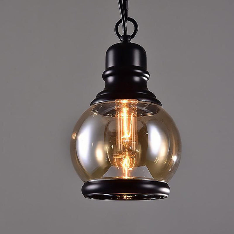 Zeitgenössische industrielle Glaskürbis-förmige 1-Licht-Pendelleuchte für Esszimmer 
