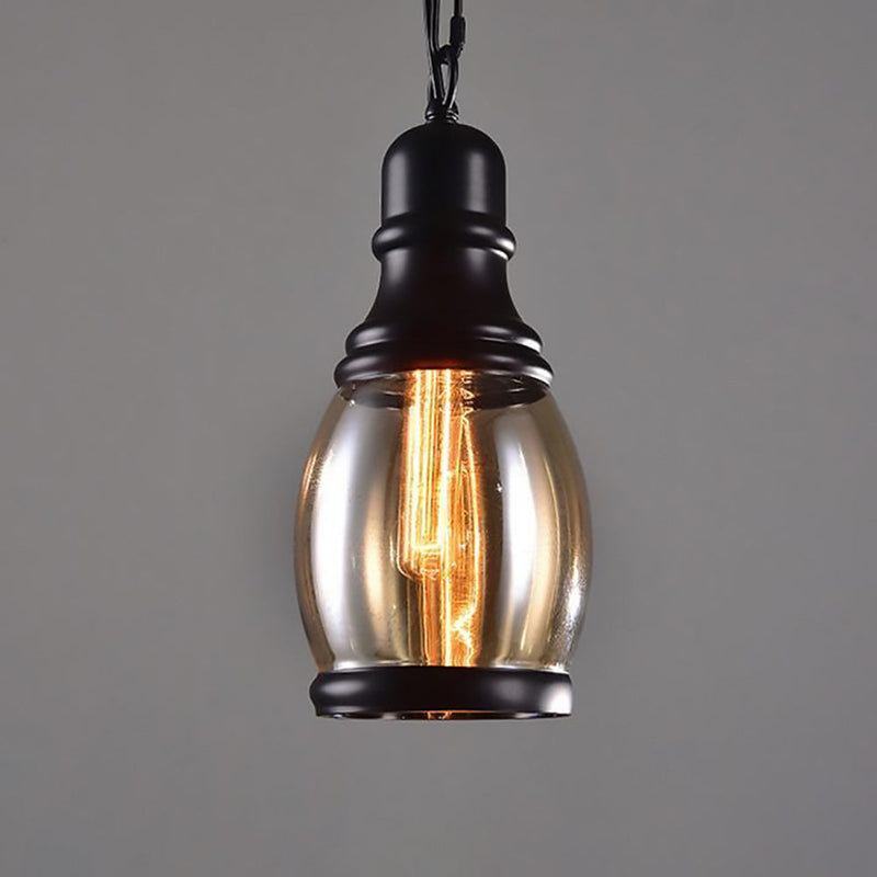 Zeitgenössische industrielle Glaskürbis-förmige 1-Licht-Pendelleuchte für Esszimmer 