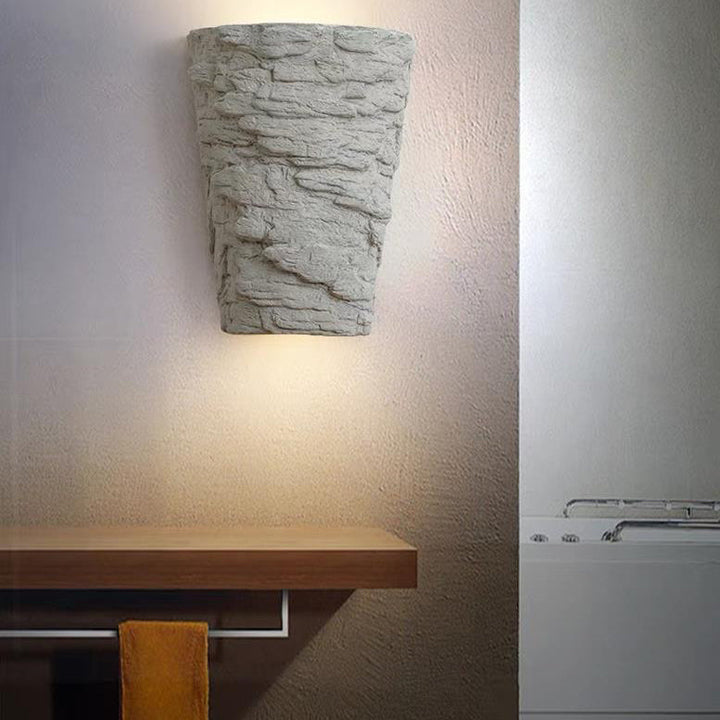 Lámpara de Aplique de Pared de 1 Luz con Pantalla Redonda de Cemento en Capas de Simplicidad Moderna para Sala de Estar 