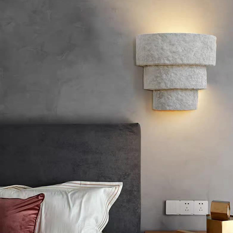 Lámpara de Aplique de Pared de 1 Luz con Pantalla Redonda de Cemento en Capas de Simplicidad Moderna para Sala de Estar 