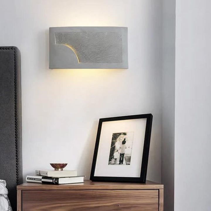Lámpara de Aplique de Pared de 1 Luz con Pantalla Redonda de Cemento en Capas de Simplicidad Moderna para Sala de Estar 