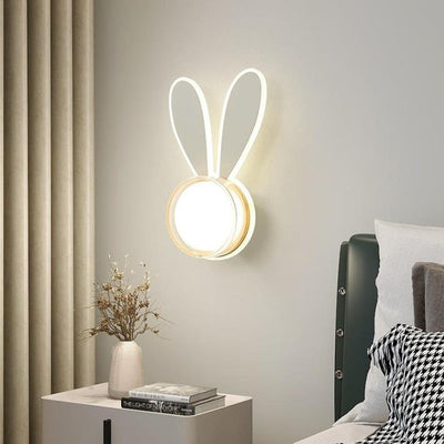 Zeitgenössische kreative Kaninchen Runde Acryl LED Wandleuchte Lampe für Schlafzimmer 
