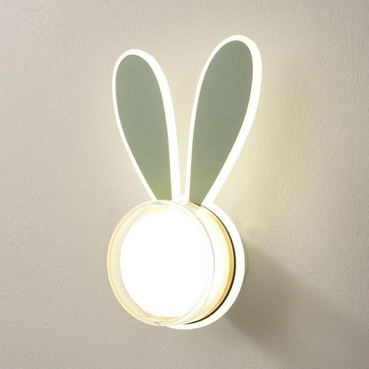Zeitgenössische kreative Kaninchen Runde Acryl LED Wandleuchte Lampe für Schlafzimmer 