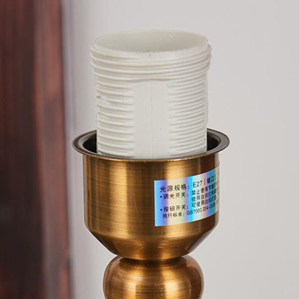 Traditionelle chinesische Stoff-Tischlampe mit rundem Lampenschirm und Keramikvase, Basis mit 1 Licht fürs Arbeitszimmer 