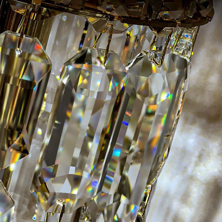 Lustre Contemporain de Luxe Éblouissant en Cristal Clair Prismatique à 1 Lumière pour Salon 