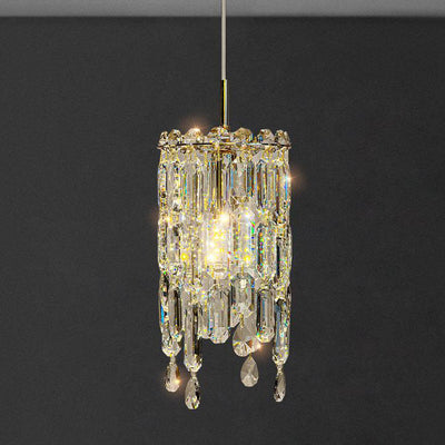Lustre Contemporain de Luxe Éblouissant en Cristal Clair Prismatique à 1 Lumière pour Salon 