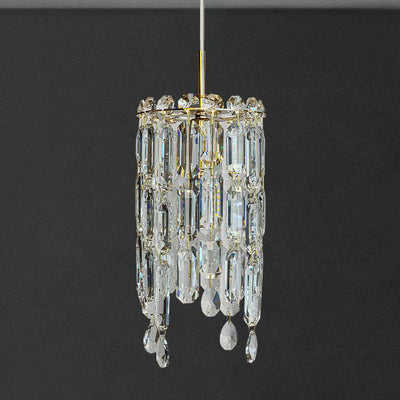 Lustre Contemporain de Luxe Éblouissant en Cristal Clair Prismatique à 1 Lumière pour Salon 