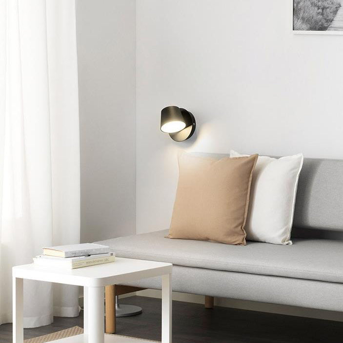 Modern Minimalist Dome Frosted Rotatable Aluminum LED Reading Wall Sconce Lamp For Bedroom