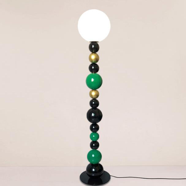 Lampe de sol contemporaine nordique à orbe multicouche en fer et verre à 1 lumière pour salon 