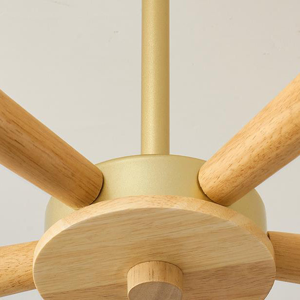 Suspension Contemporaine en Bois de Caoutchouc et Plastique avec Motif de Fleurs Nordiques, 3/5 Lumières pour Salon 